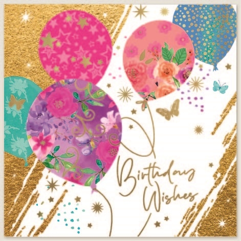 BIRTHDAY CARDS,Open 6`s Floral Balloons