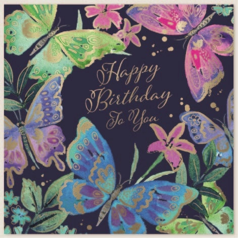 BIRTHDAY CARDS,Open 6`s Butterflies & Flowers