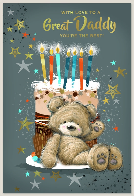 BIRTHDAY CARDS,Daddy Teddy with Birthday Cake [Packs Only]