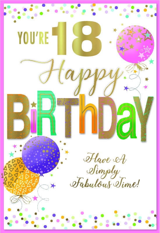 AGE 18 CARDS,Balloons, Dots & Text [Packs Only]