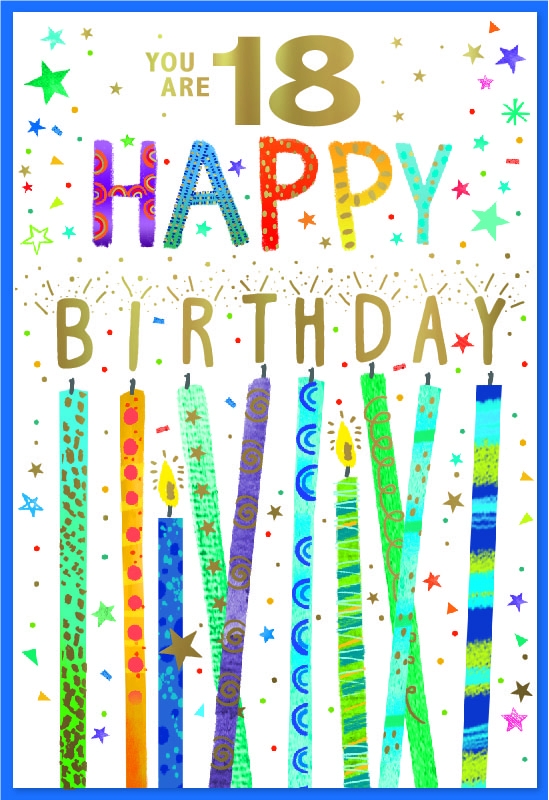 AGE 18 CARDS,Candles, Stars & Text [Packs Only]