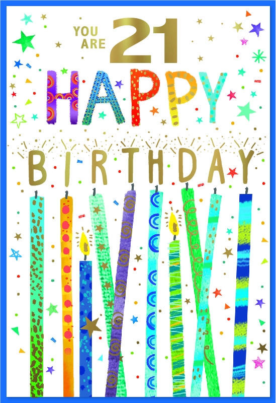 AGE 21 CARDS,Candles, Stars & Text [Packs Only]