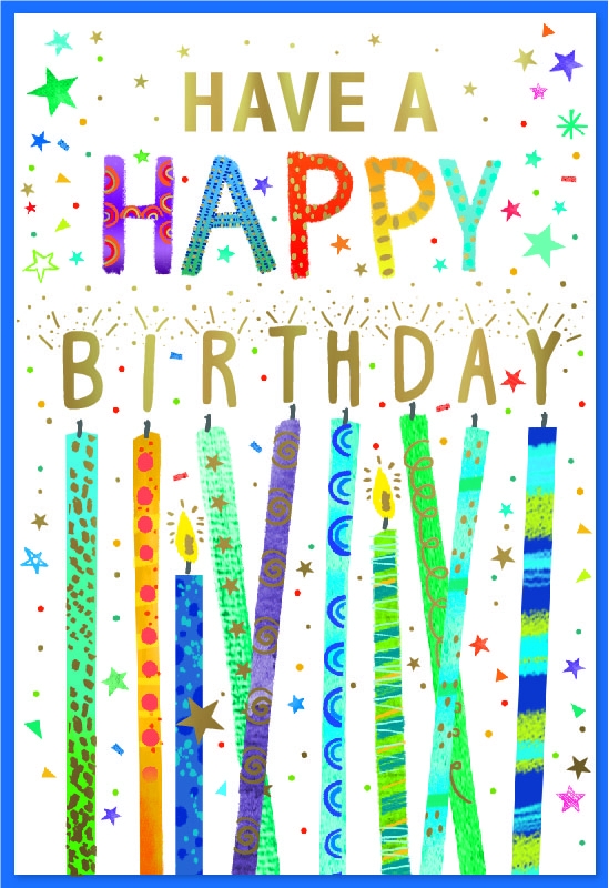 BIRTHDAY CARDS,Candles, Stars & Text [Packs Only]