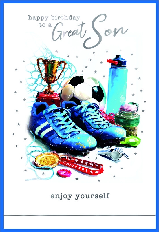 BIRTHDAY CARDS,Son Football, Trophy & Boots [Packs Only]