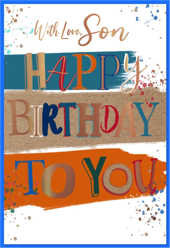 BIRTHDAY CARDS,Son Text & Stripes [Packs Only]