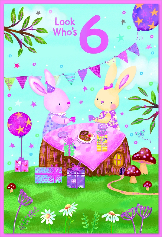 AGE 6 CARDS, Female Bunnies Tea Party [Packs Only]
