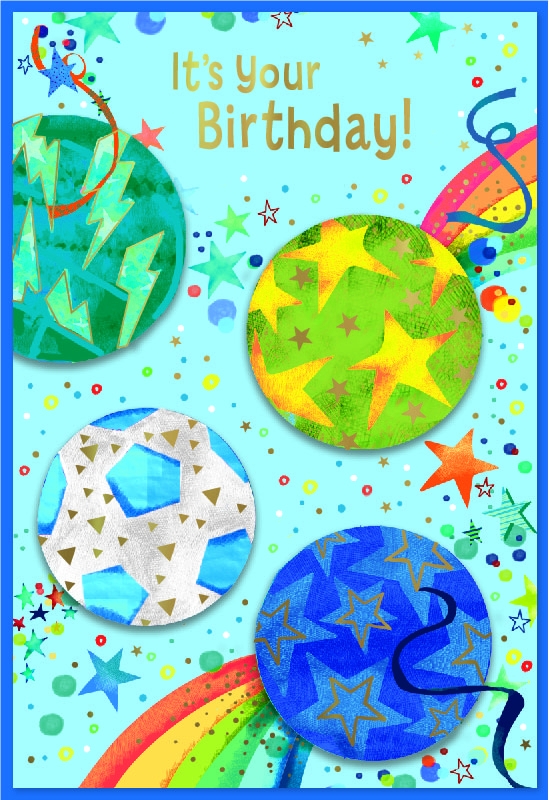 BIRTHDAY CARDS, Male Footballs, Stars & Rainbows [Packs Only]