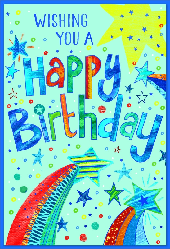 BIRTHDAY CARDS, Male Stars & Dots [Packs Only]