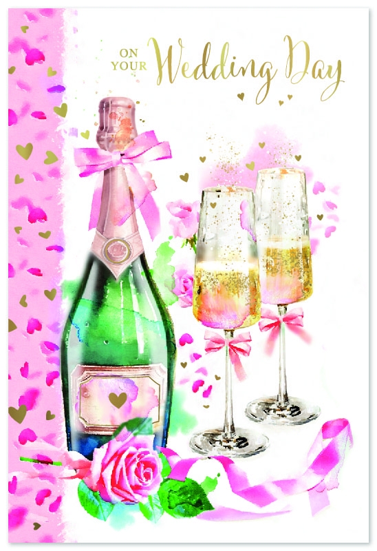 WEDDING DAY CARDS,Champagne & Flutes [Packs Only]