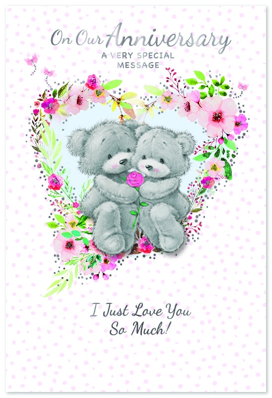 ANNIVERSARY CARDS, Our Teddies in Floral Wreath [Packs Only]