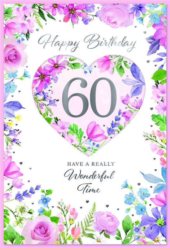 AGE 60 CARDS,Floral Heart [Packs Only]