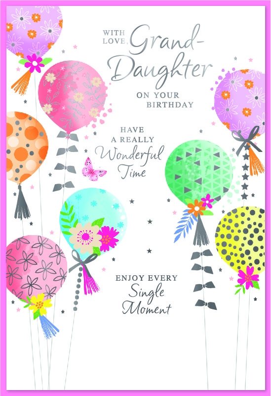 BIRTHDAY CARDS, Granddaugher Multicoloured Balloons [Packs Only]