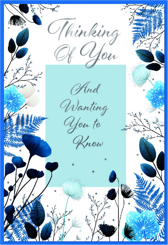 THINKING OF YOU CARDS, Blue Foiliage [Packs Only]