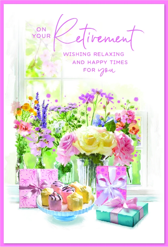 RETIREMENT CARDS, Flowers, Presents & Cakes [Packs Only]