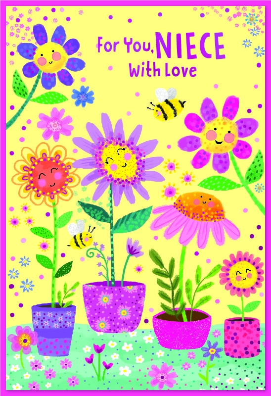 BIRTHDAY CARDS, Niece Happy Flowers [Packs Only]
