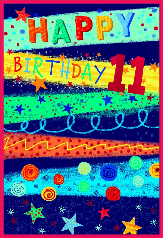 AGE 11 CARDS, Male Stripes, Dots & Stars [Packs Only]