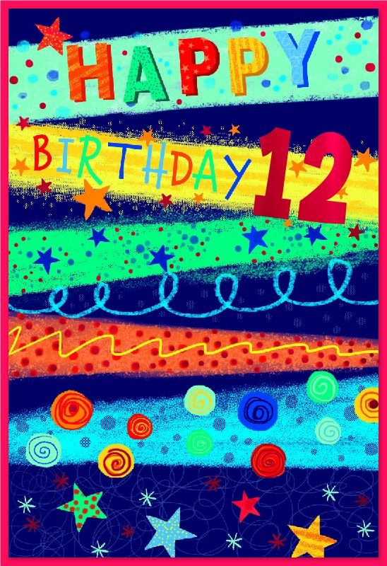 AGE 12 CARDS, Male Stripes, Dots & Stars [Packs Only]