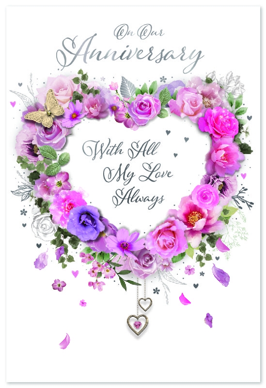 ANNIVERSARY CARDS, Our, Floral Heart Wreath [Packs Only]