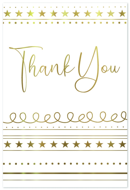 THANK YOU CARDS, Gold Text & Shapes [Packs Only]