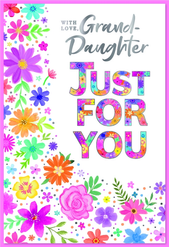 BIRTHDAY CARDS, Granddaughter, Floral Text [Packs Only]