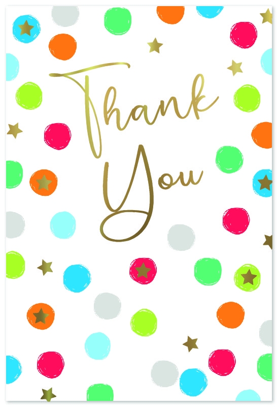 THANK YOU CARDS, Gold Stars & Coloured Dots [Packs Only]