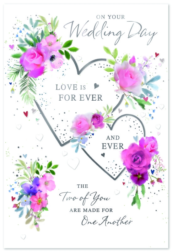 WEDDING DAY CARDS, Floral Hearts [Packs Only]