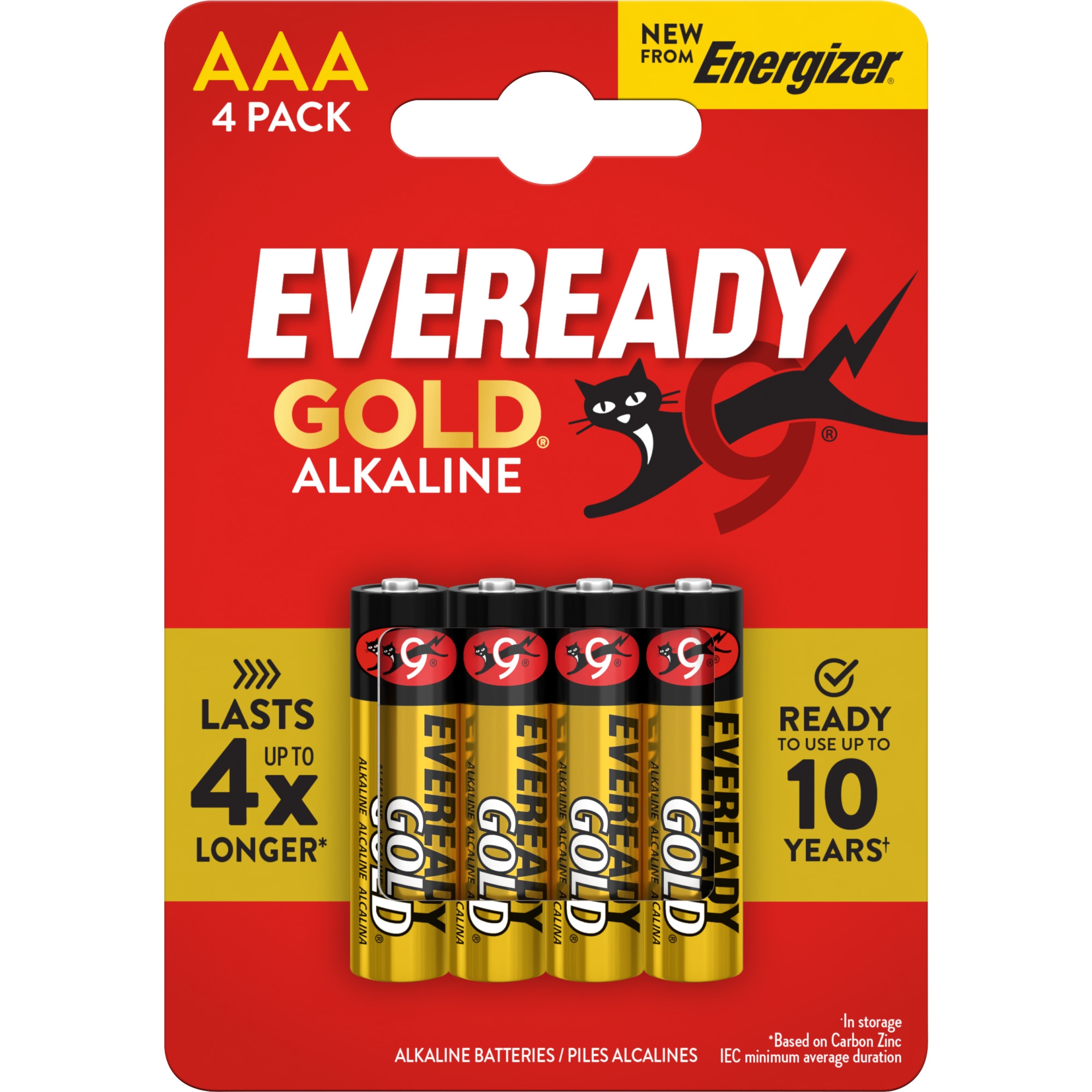 EVEREADY GOLD Alkaline Batteries AAA 4`s I/cd [Splittable]