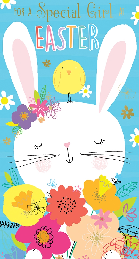 EASTER CARDS,Open Bunny, Flowers & Chicks [Packs Only]