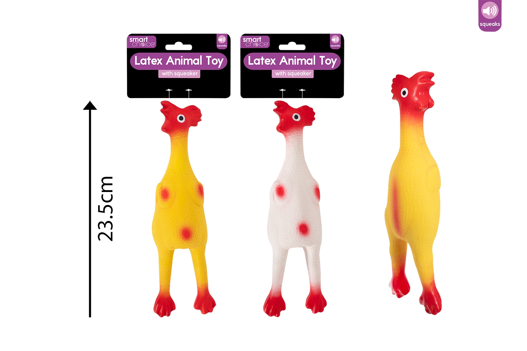 DOG TOY,Squeaky Latex Chicken 23.5cm [Packs Only]