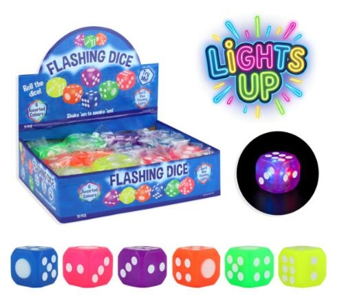 FLASHING DICE, 35mm Assorted Colours CDU [Packs Only]
