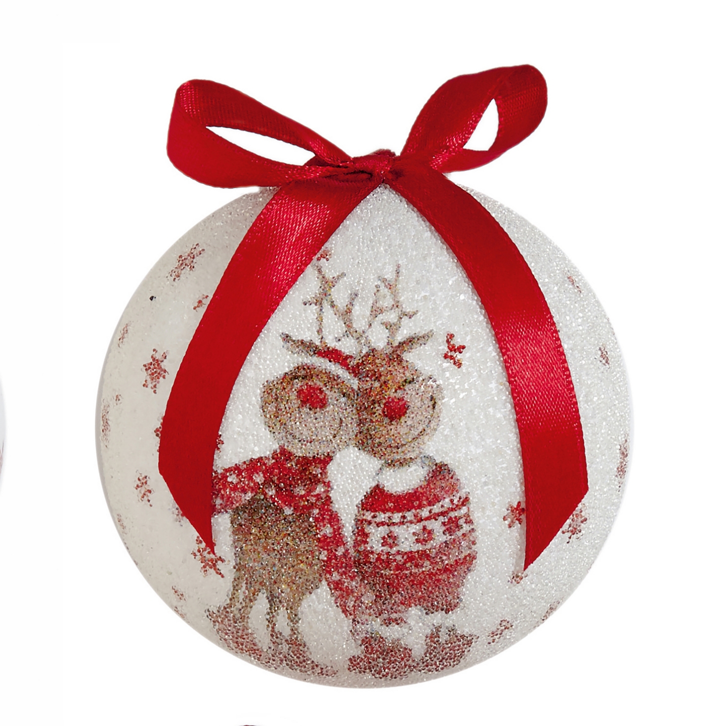 TREE DECORATION,Bauble Decoupage,Cute Reindeer 4 Assorted Designs 75mm [Packs Only]