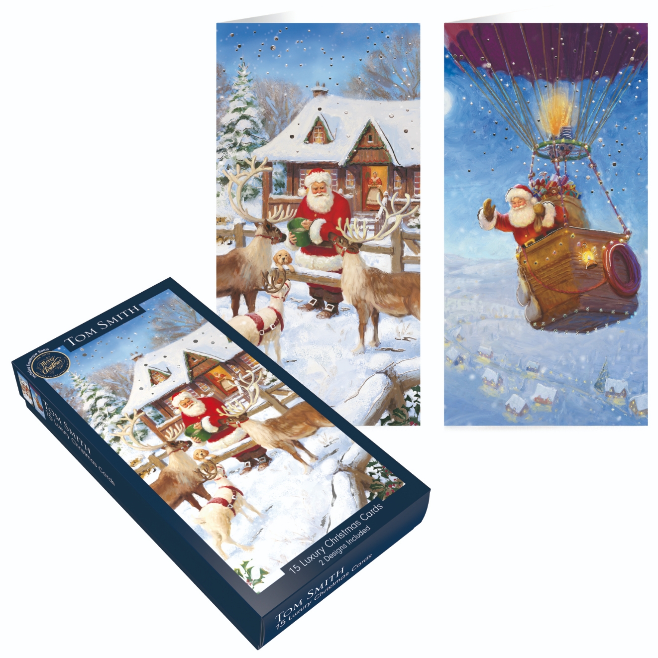 BOXED CARDS,Hot Air Balloon Santa 15`s (Bulk) [Packs Only]