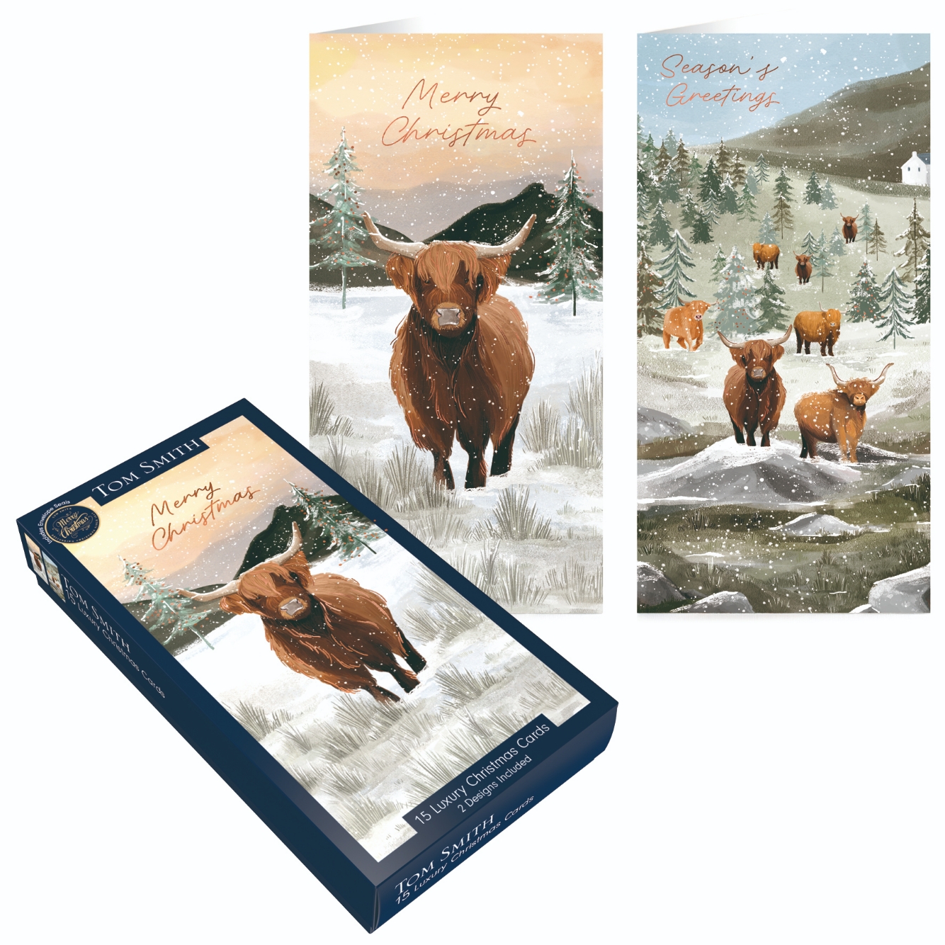 BOXED CARDS,Highland Cow Slim 15`s (Bulk) [Packs Only]
