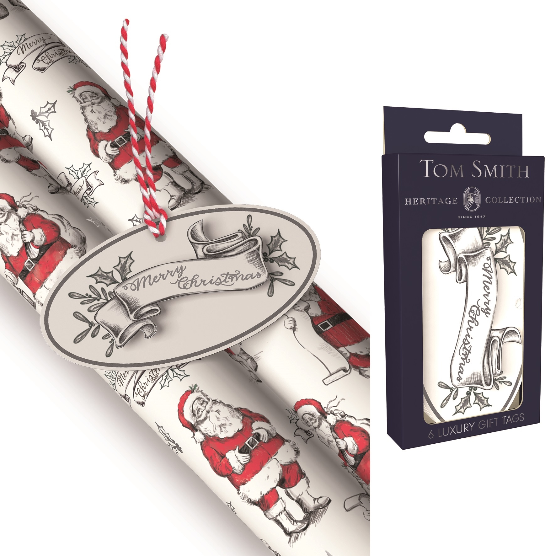 XMAS TAGS,Classic Santa 6`s H/pk [Packs Only]