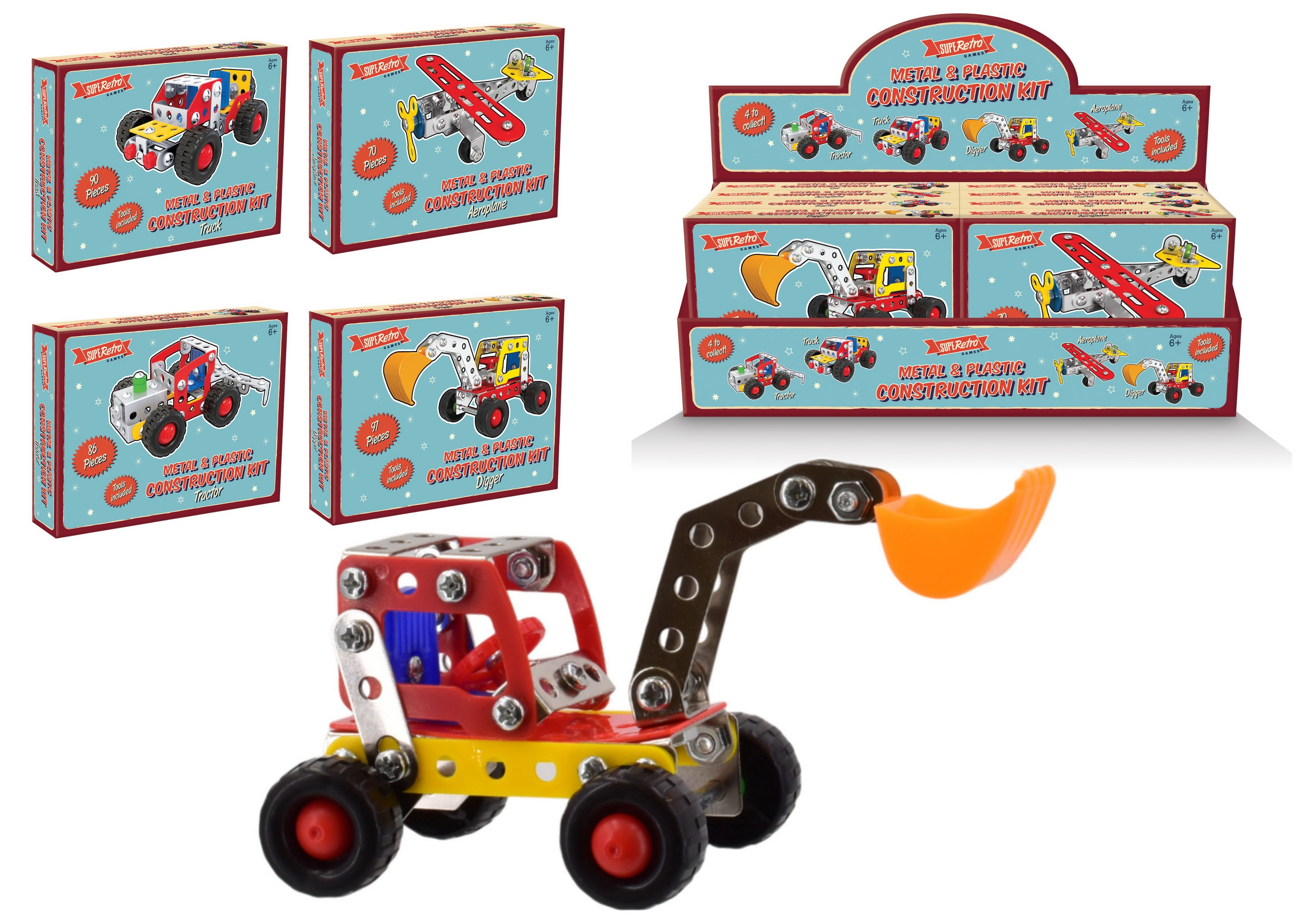 METAL & PLASTIC CONSTRUCTION KITS, SUPERETRO 4 Assorted CDU [Splittable]
