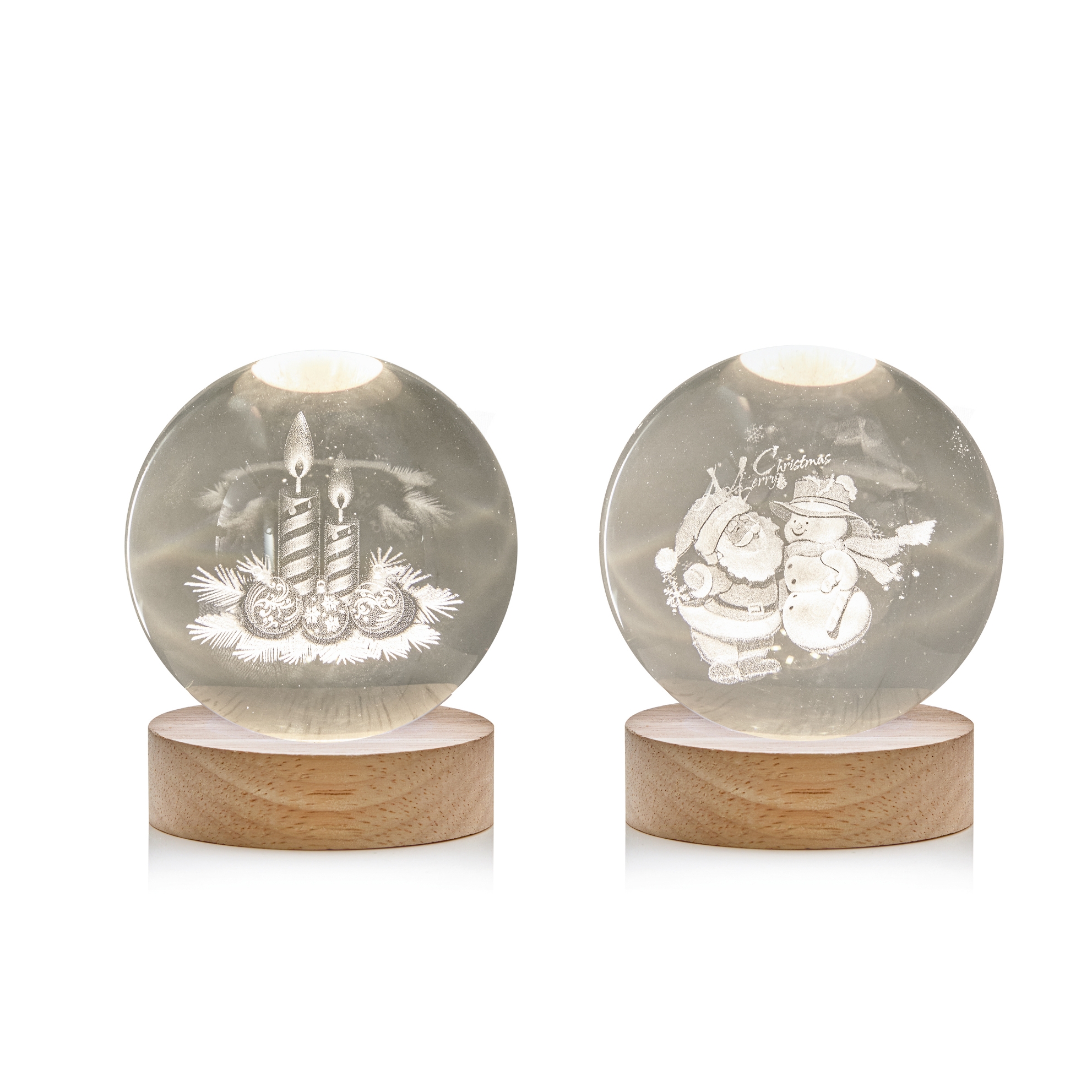 ORNAMENT,USB Light Up Globe Etched Glass 8cm 2 Assorted [Packs Only]