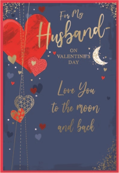VALENTINE`S CARDS,Husband 6`s Hearts & Moon