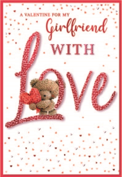 VALENTINE`S CARDS,Girlfriend Teddy & Hearts [Packs Only]