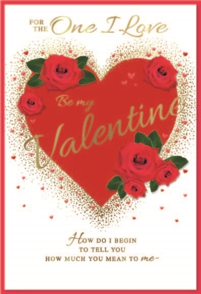 VALENTINE`S CARDS,One I Love Heart & Roses [Packs Only]