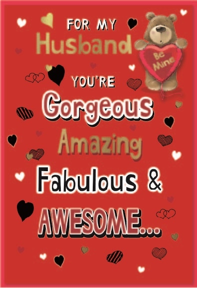 VALENTINE`S CARDS,Husband 6`s Bear & Hearts