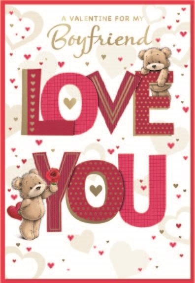 VALENTINE`S CARDS,Boyfriend 6`s Teddies & Hearts
