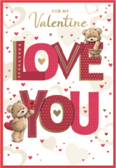 VALENTINE`S CARDS,Open 6`s Teddies & Hearts