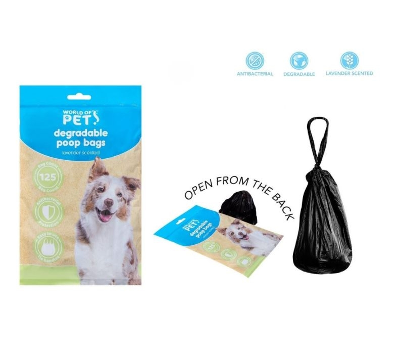 DOG POOP WASTE BAGS,125`s Degradable, H/pk [Splittable]