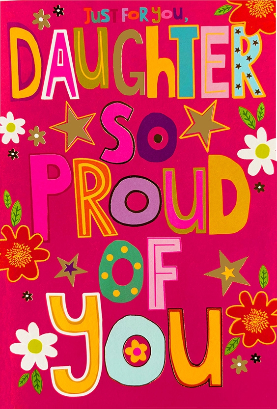 BIRTHDAY CARDS,Neon,Daughter Floral Text [Packs Only]