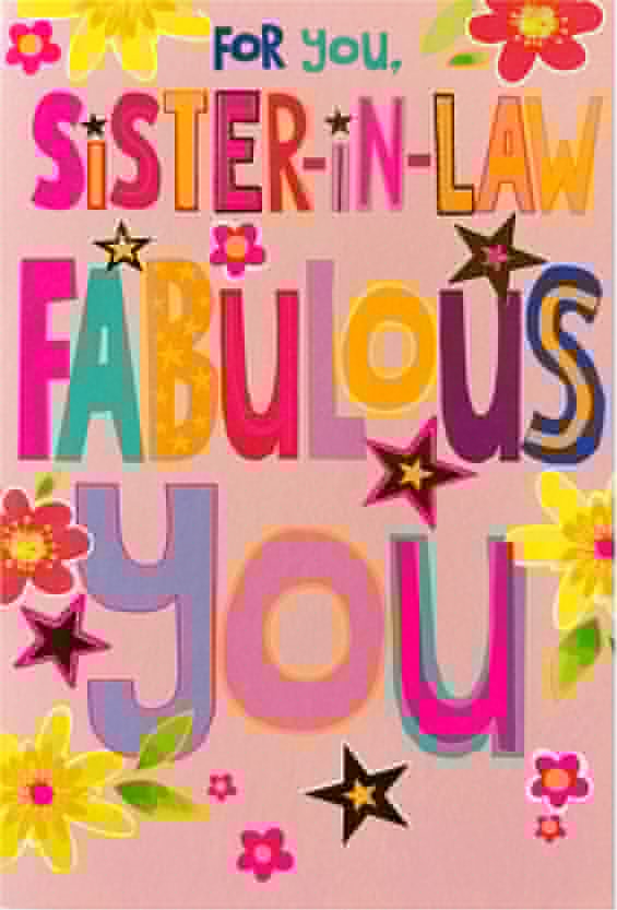 BIRTHDAY CARDS,Neon,Sister in Law Floral Text [Packs Only]