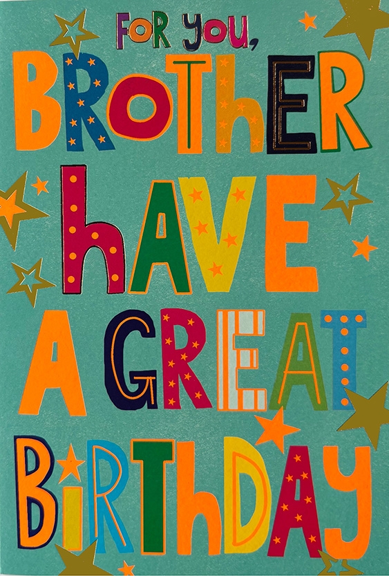 BIRTHDAY CARDS,Neon,Brother Stars & Text [Packs Only]