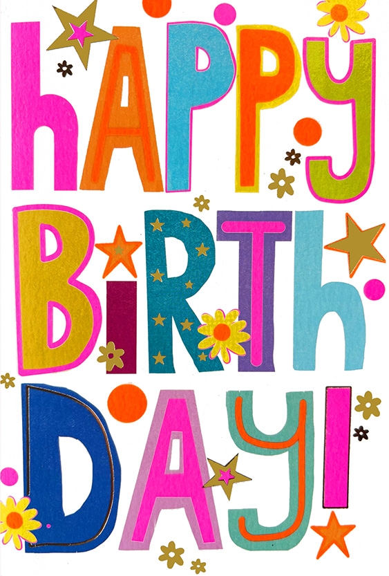 BIRTHDAY CARDS,Neon,Open Female Floral Text [Packs Only]