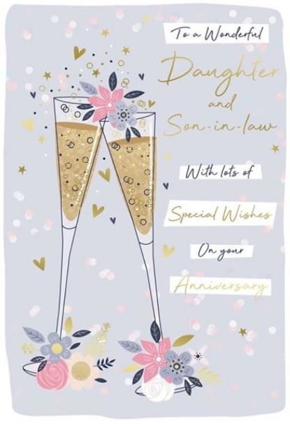 ANNIVERSARY CARDS,Daug. & Son in Law Champagne [Packs Only]
