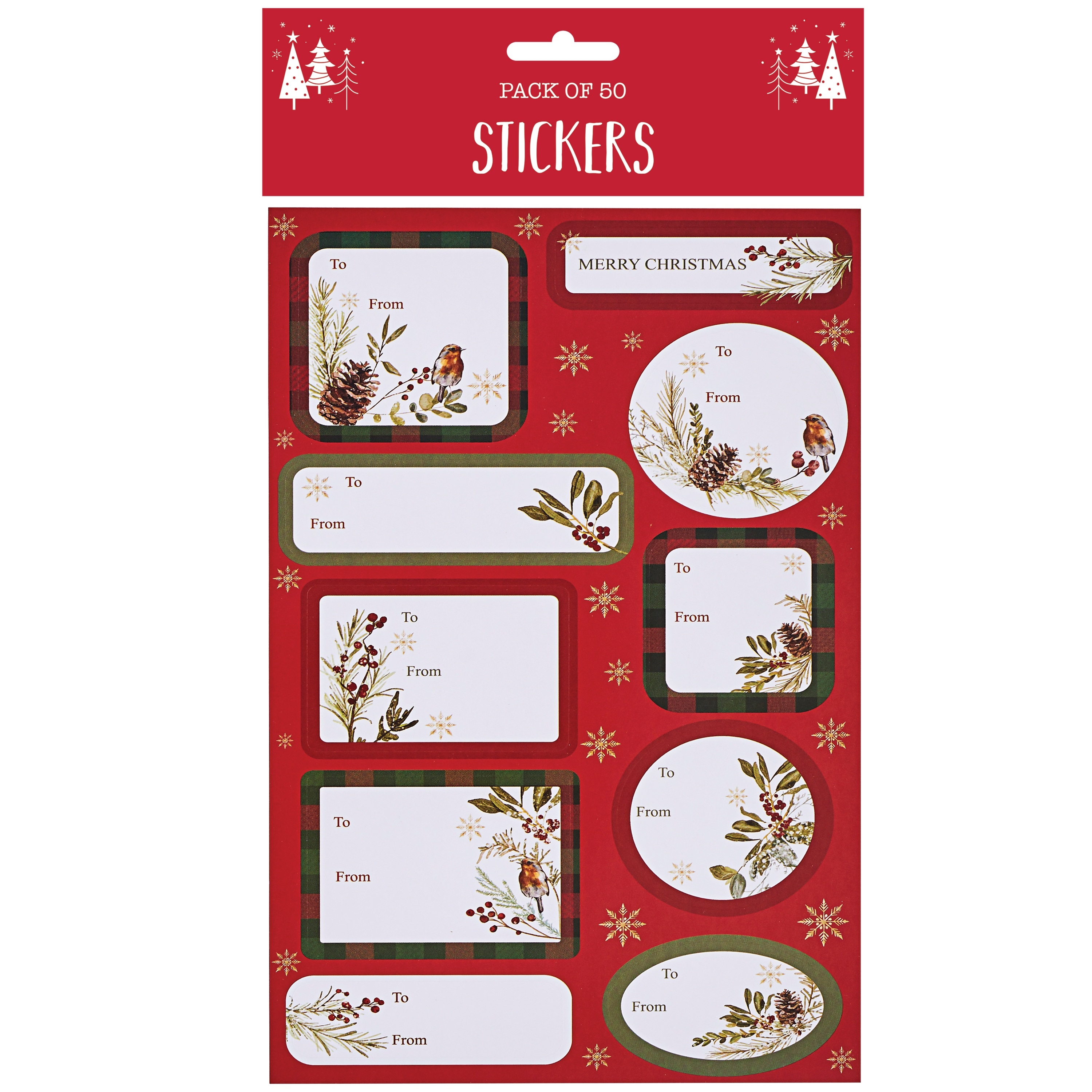 XMAS STICKERS,Frosted Foliage 50`s H/pk [Packs Only] (Was £0.89)