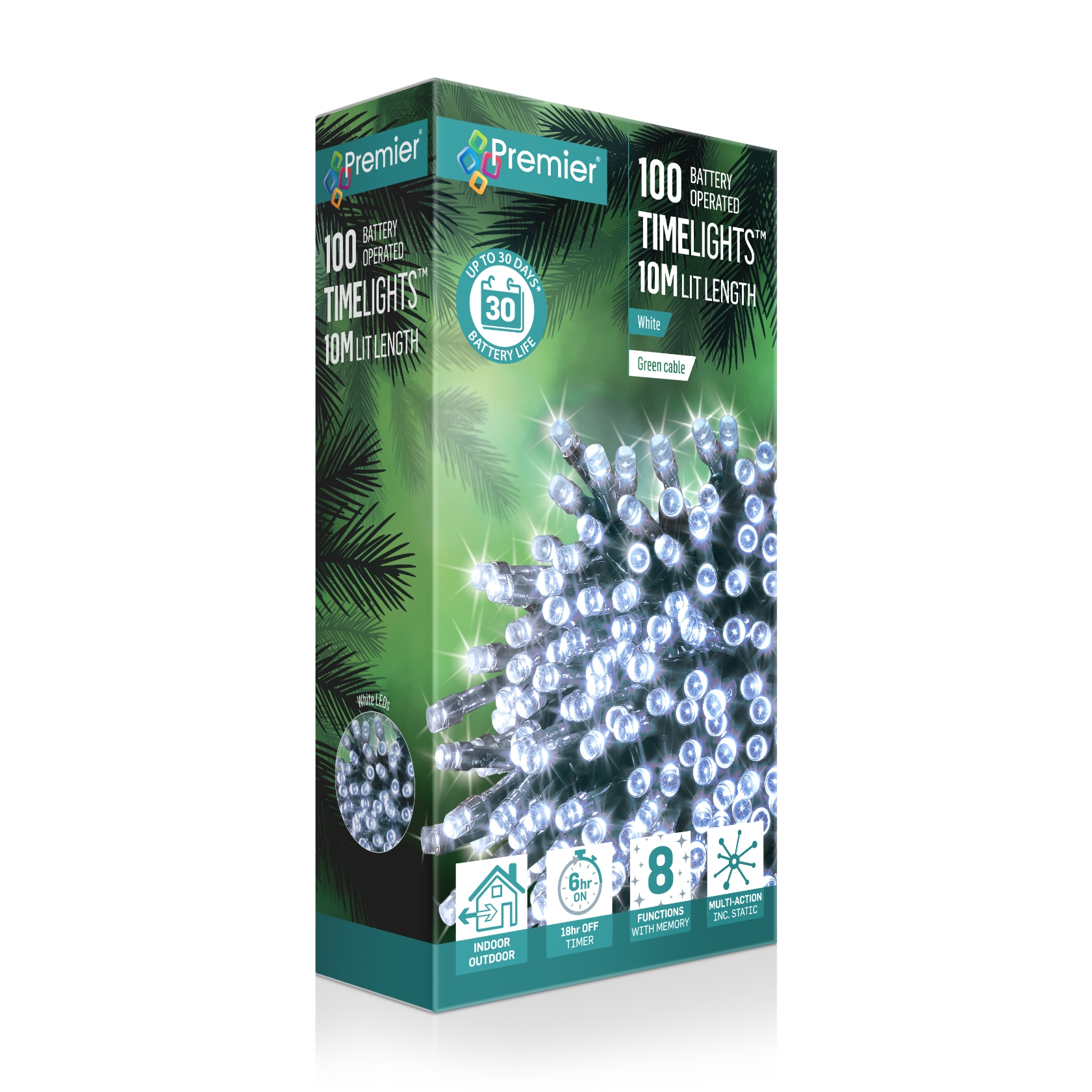 LIGHTS,LED Multi Action White Battery Operated 100`s 10M